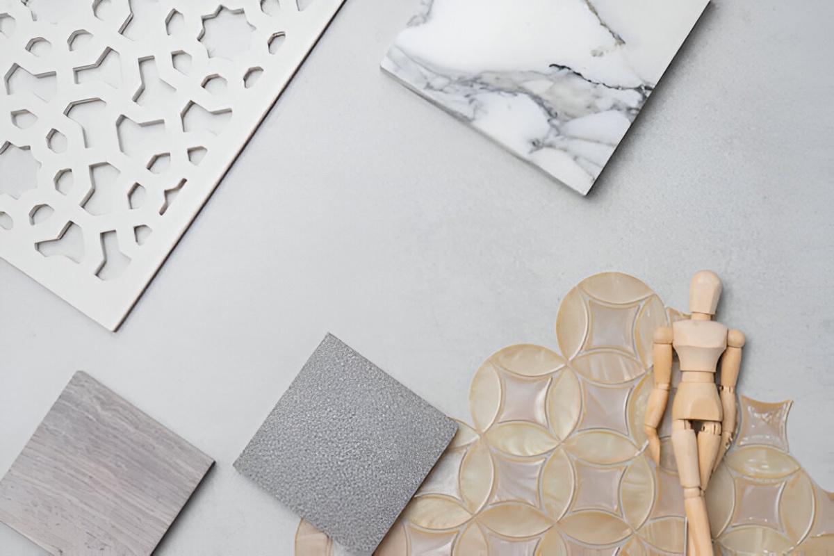 Bold Bathroom Floors Reign: Supersized Porcelain, Moroccan Patterns & Pebble Accents