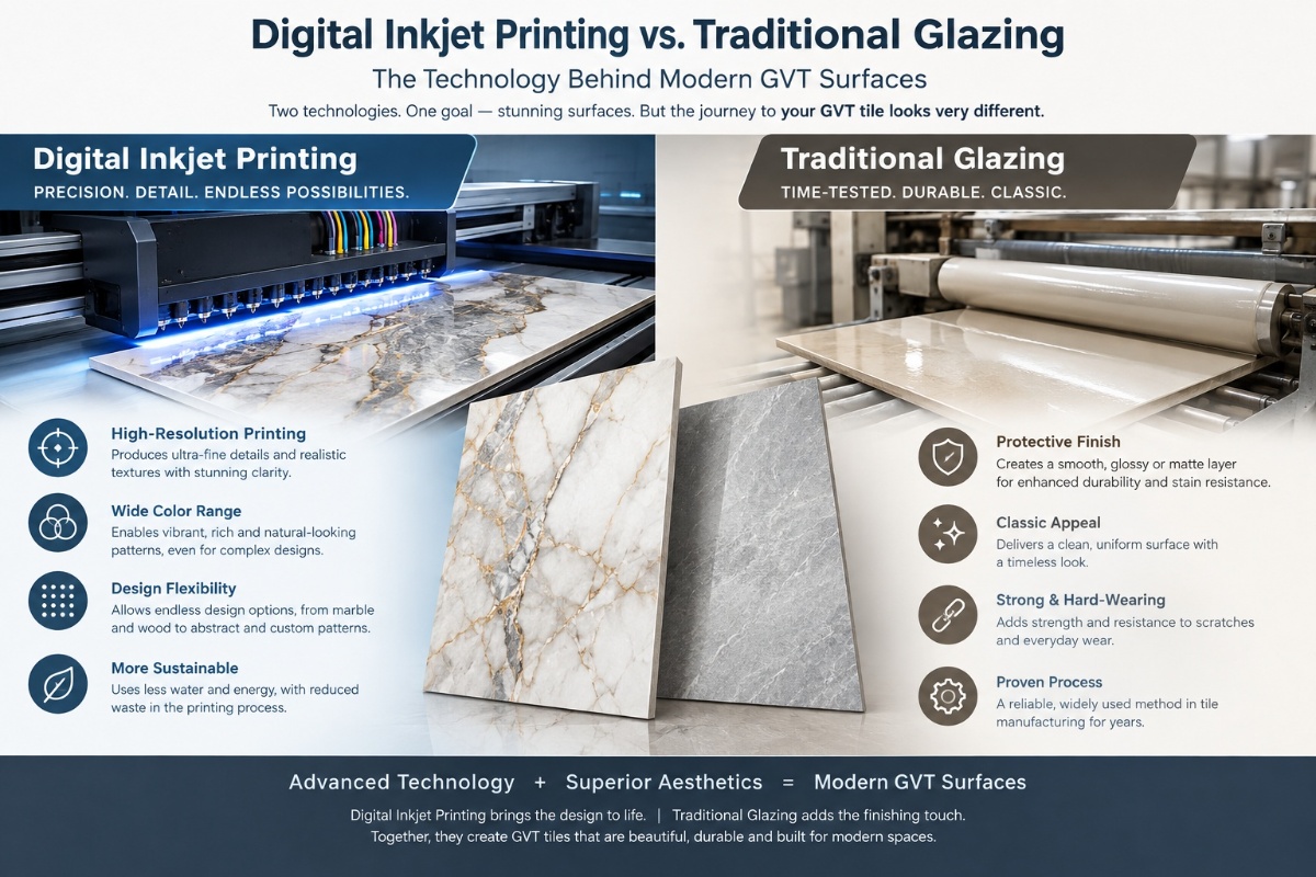 Digital Inkjet Printing vs. Traditional Glazing: The Technology Behind Modern GVT Surfaces
